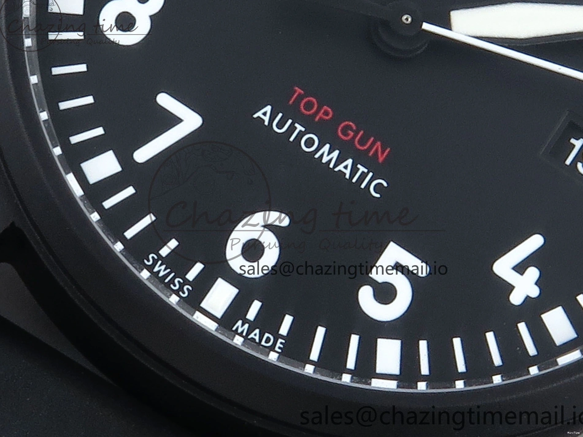 MIROTIME 0203 Pilot Top Gun IW326901 M+F 1:1 Best Edition Black Dial on Black Rubber Strap A SportInspired 6999